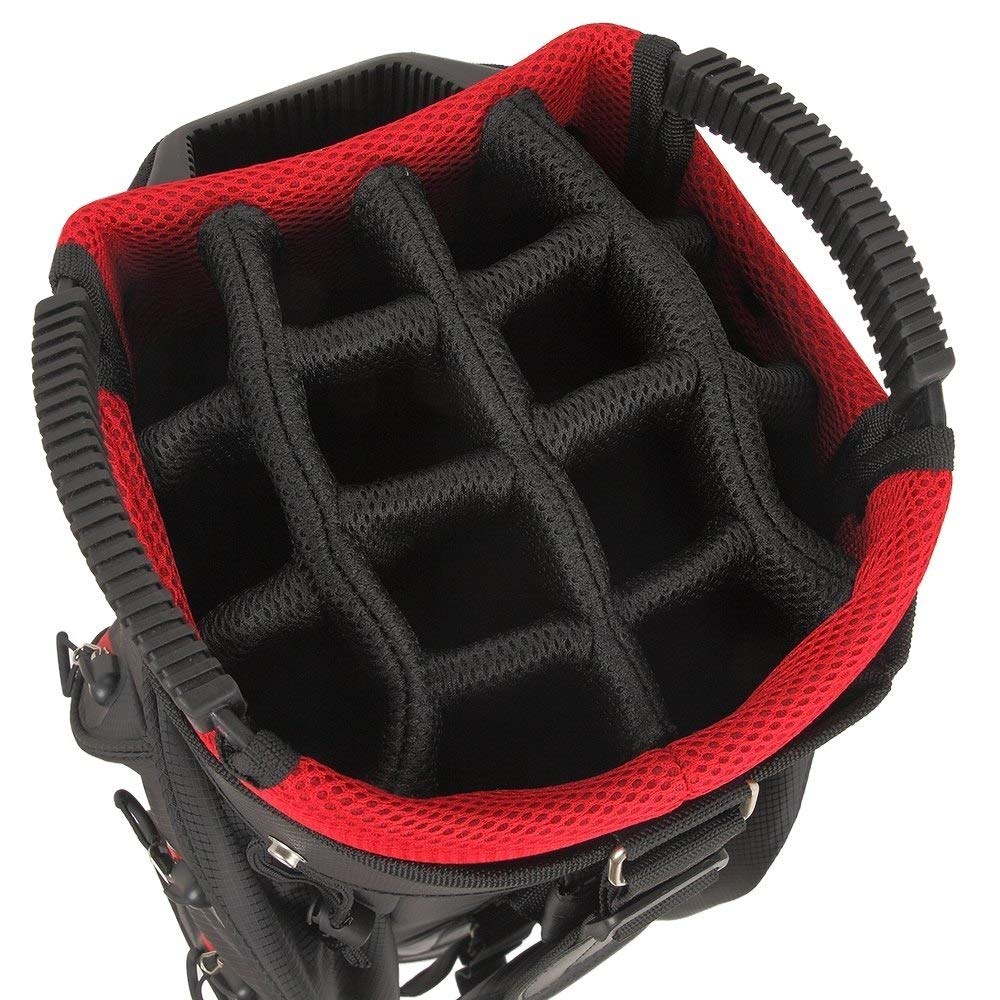 Ram Golf Waterproof Cart/Trolley Bag - 14 Way Club Dividers Black/White/Red