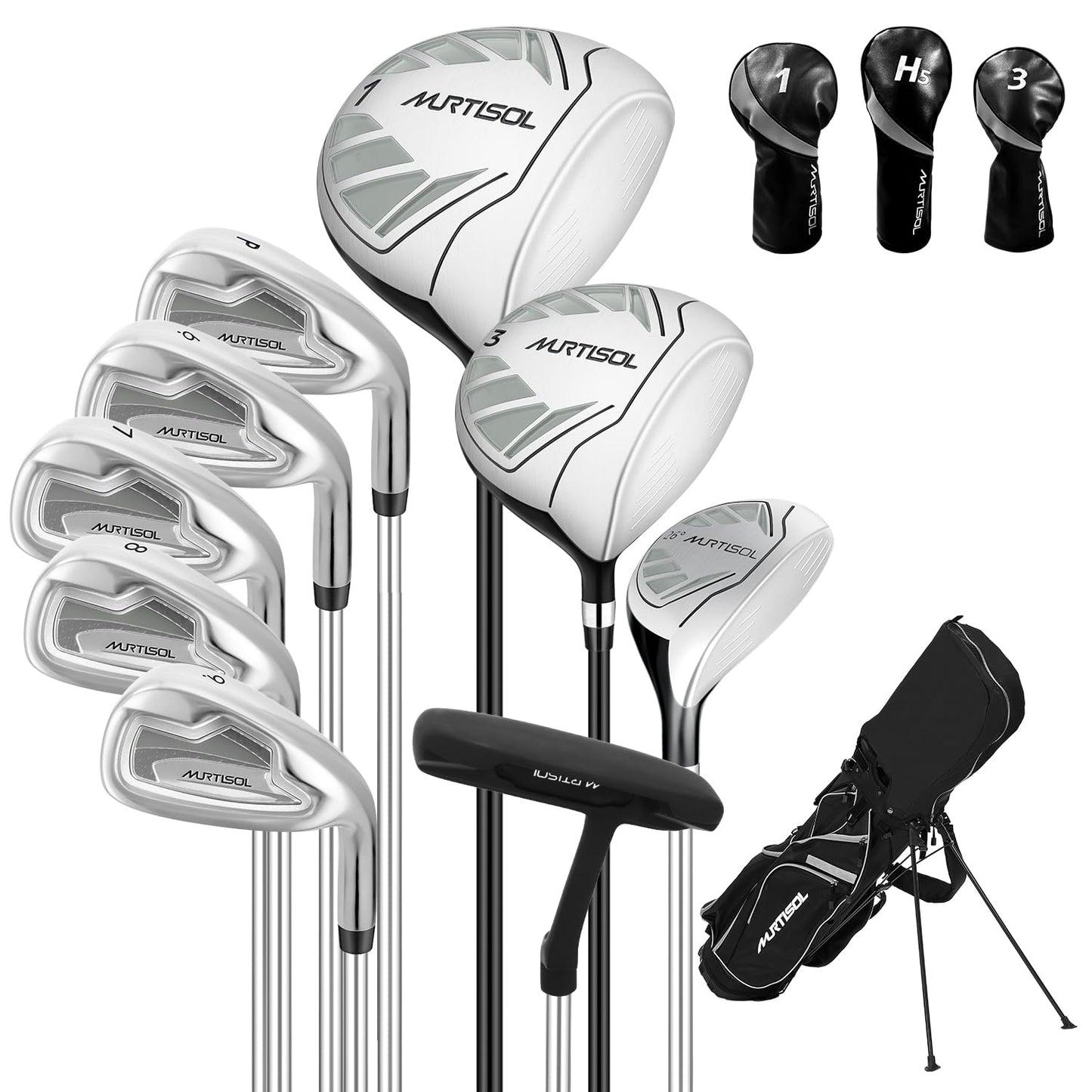 XDriveMax 10 Pieces Complete Ladies Golf Clubs Set Right Hand for Women Includes Cart Bag with Rain Hood, 1#Driver 3#Wood #5 Hybrid,with 3 Head Covers, 6# 7# 8# 9# PW# Irons and Putter