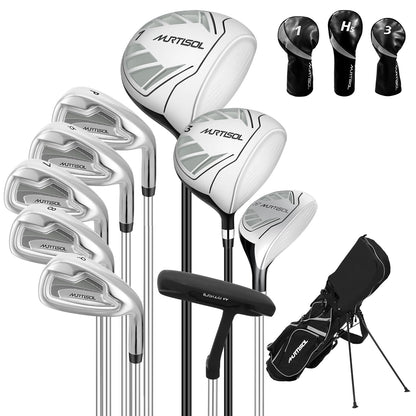 XDriveMax 10 Pieces Complete Ladies Golf Clubs Set Right Hand for Women Includes Cart Bag with Rain Hood, 1#Driver 3#Wood #5 Hybrid,with 3 Head Covers, 6# 7# 8# 9# PW# Irons and Putter