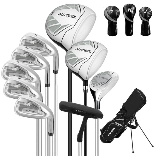 XDriveMax 10 Pieces Complete Ladies Golf Clubs Set Right Hand for Women Includes Cart Bag with Rain Hood, 1#Driver 3#Wood #5 Hybrid,with 3 Head Covers, 6# 7# 8# 9# PW# Irons and Putter