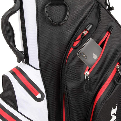 Ram Golf Waterproof Cart/Trolley Bag - 14 Way Club Dividers Black/White/Red