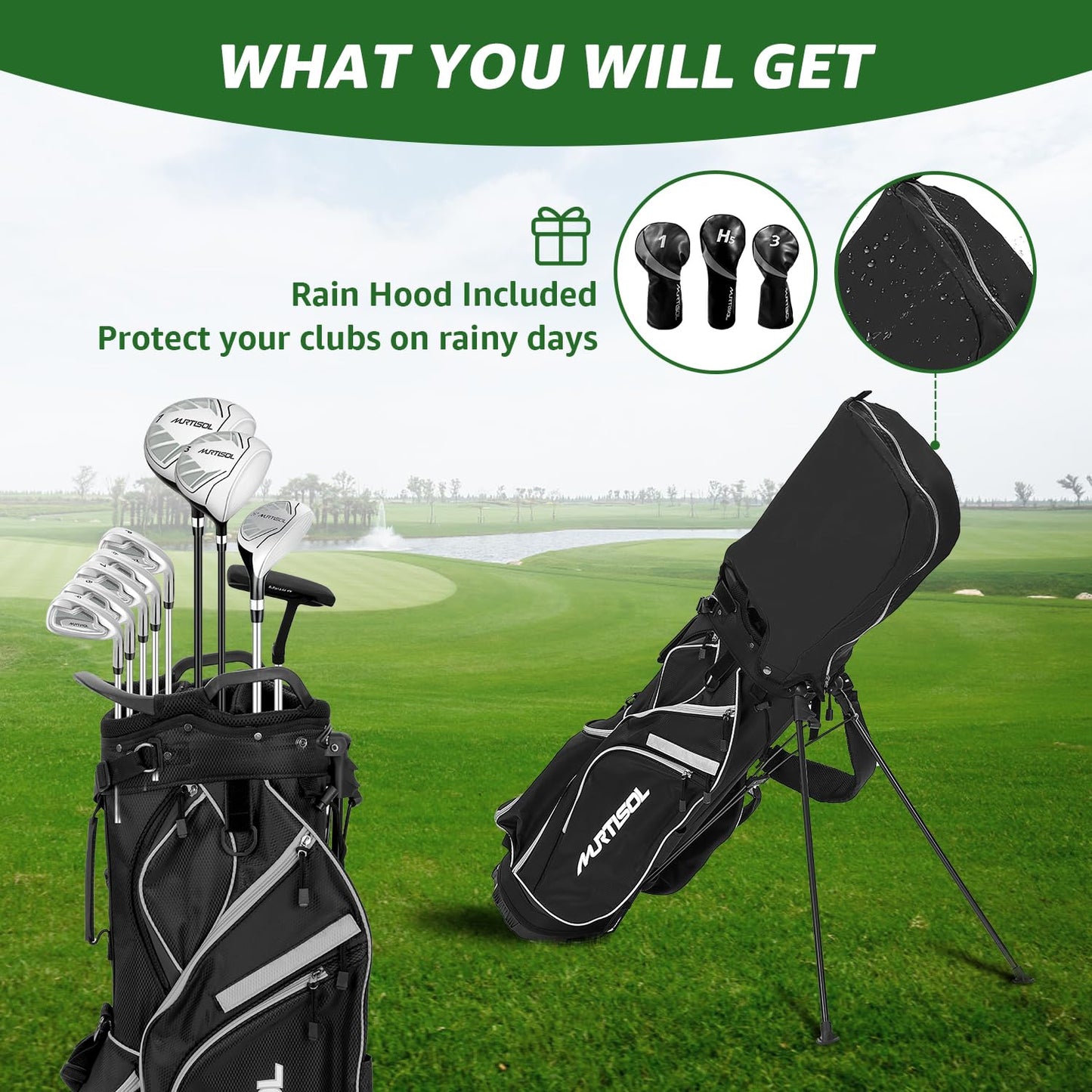 XDriveMax 10 Pieces Complete Ladies Golf Clubs Set Right Hand for Women Includes Cart Bag with Rain Hood, 1#Driver 3#Wood #5 Hybrid,with 3 Head Covers, 6# 7# 8# 9# PW# Irons and Putter