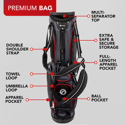Fazer CTRX Steel Golf Club Full Set - Complete Men's Package with Driver, Woods, Hybrid & Irons - Stand Bag & Head Covers Included - Ideal Golf Clubs for Beginners & Players