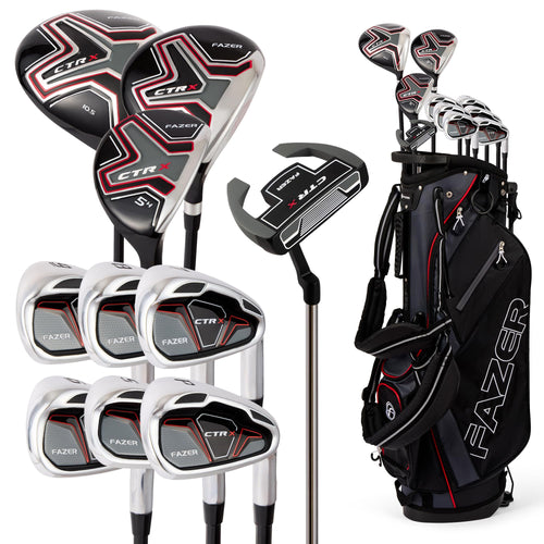 Fazer CTRX Steel Golf Club Full Set - Complete Men's Package with Driver, Woods, Hybrid & Irons - Stand Bag & Head Covers Included - Ideal Golf Clubs for Beginners & Players